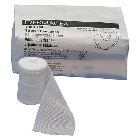 Dermacea Stretch Gauze Bandage Roll, 6" x 12 ft, 1-Ply, Sterile, 12 rl/bg, 4 bg/cs (Continental US Only)