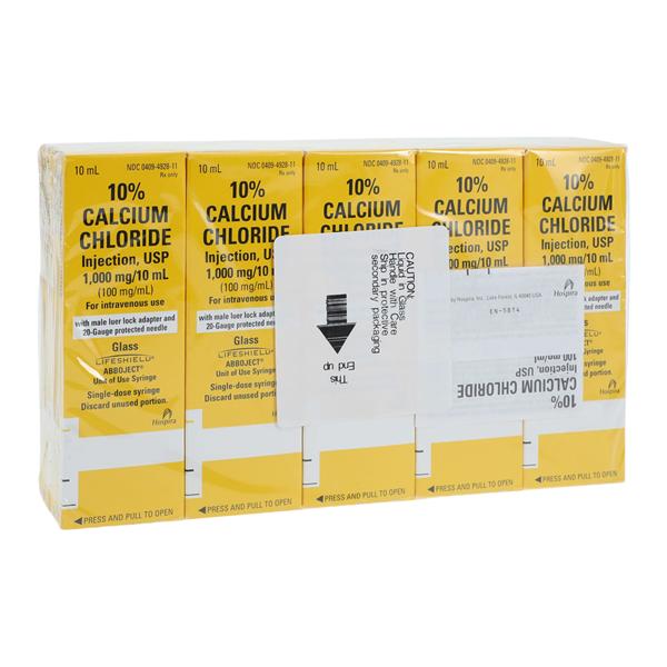 Calcium Chloride Injection, USP, 100 mg/ml, 10 ml LifeShield Abboject Glass Syringe, 20G x 1.5", 10/bx (Rx) (Item is Non-Returnable) (We must have your Wholesale Drug License on File before shipping this product) (US Only, Excluding IN and ND)