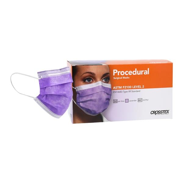 ASTM Level 2 Mask, Lavendar, Latex Free (LF), 50/bx, 10 bx/ctn