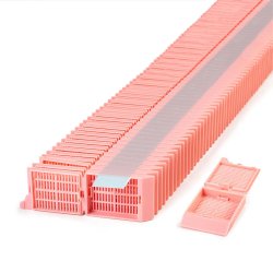 Unisette Tissue Cassette, 35 Angle Stack, Acetal, Pink, Bulk, 1000/cs