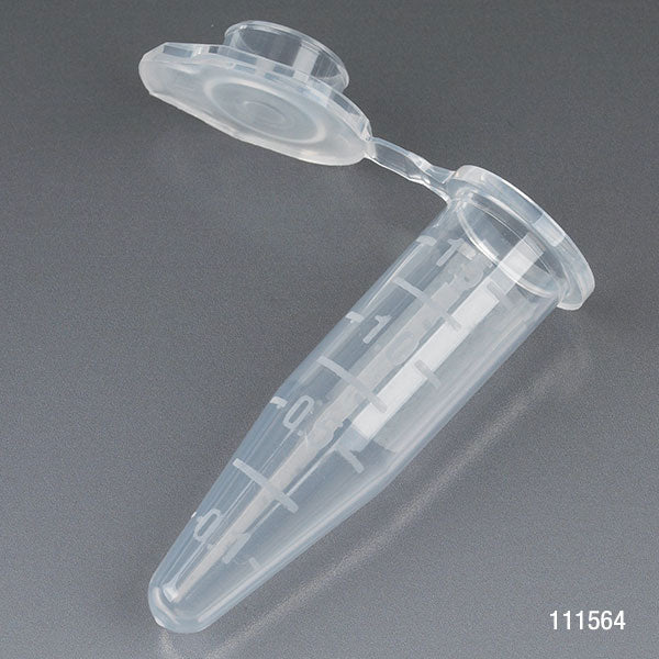 Microcentrifuge Tube, 1.5mL, PP, Attached Snap Cap, Graduated, Red, Certified: Rnase, Dnase and Pyrogen Free, 500/bg
