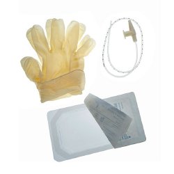 Mini Suction Catheter Tray, 14FR, 23", Whistle Tip, 1 pr of Vinyl Gloves, 100/cs
