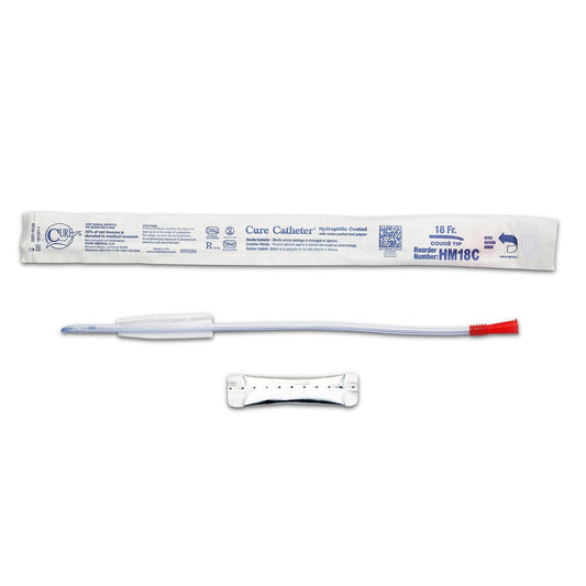 Catheter, Male, Hydrophilic Coated, Single-Use, 16", Coude Tip, 18FR, 30/bx, 10 bx/cs (Continental US Only)