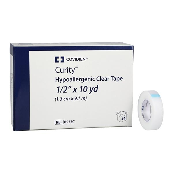 Clear Tape, Hypoallergenic, _" x 10 yds, 24/bx, 10 bx/cs (Continental US Only)