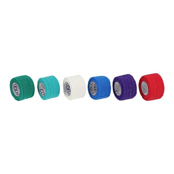 Self-Adherent Wrap, 1.5" x 5 yds, Rainbow Pack, includes Red, Teal, White, Green, Purple & Blue, Hand Tear, Latex Free (LF), 48 rl/cs