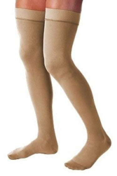 Compression Stockings, Thigh High, Silicone Band, Large, Beige, Closed Toe (Continental US Only)