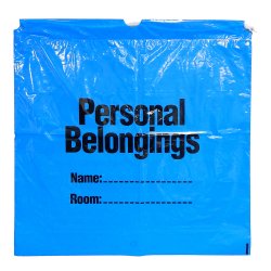 Tie&GO Patient Belonging Bag with Drawstring Closure, 20" x 20" +4, Blue/ Black, 25/pk, 10 pk/cs