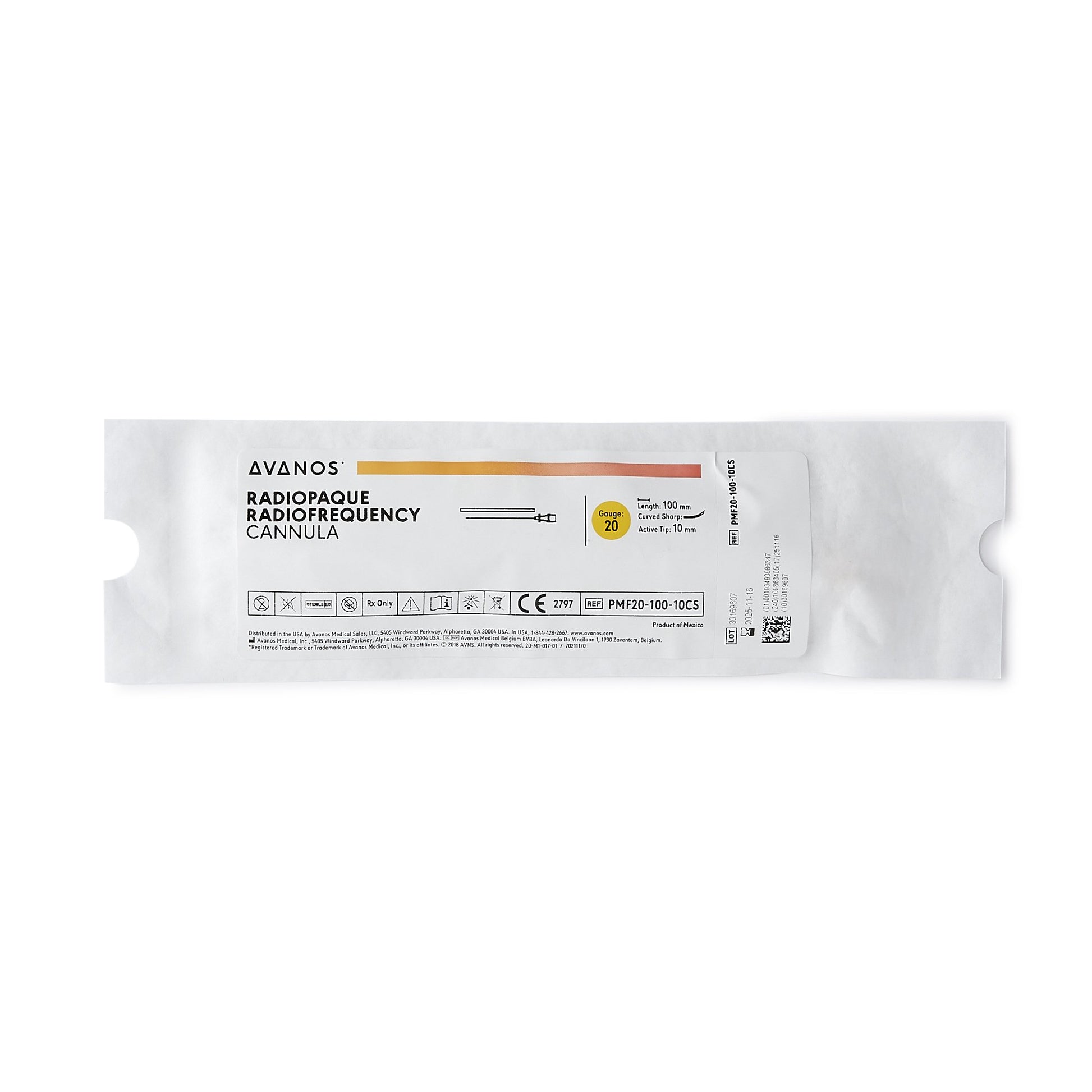 Cannula, RF Radiopaque, 18G x 145mm, 10mm Active Tip, Curved Sharp, Sterile, 10/cs (Rx) (US Only) (Authorized Distributor Sub-Agreement Required  - See Manufacturer Details Page)