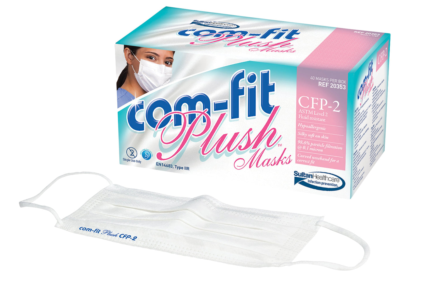 Face Mask, CFP-2, Ear Loop, ASTM Level 1 Fluid Resistance, 40/bx