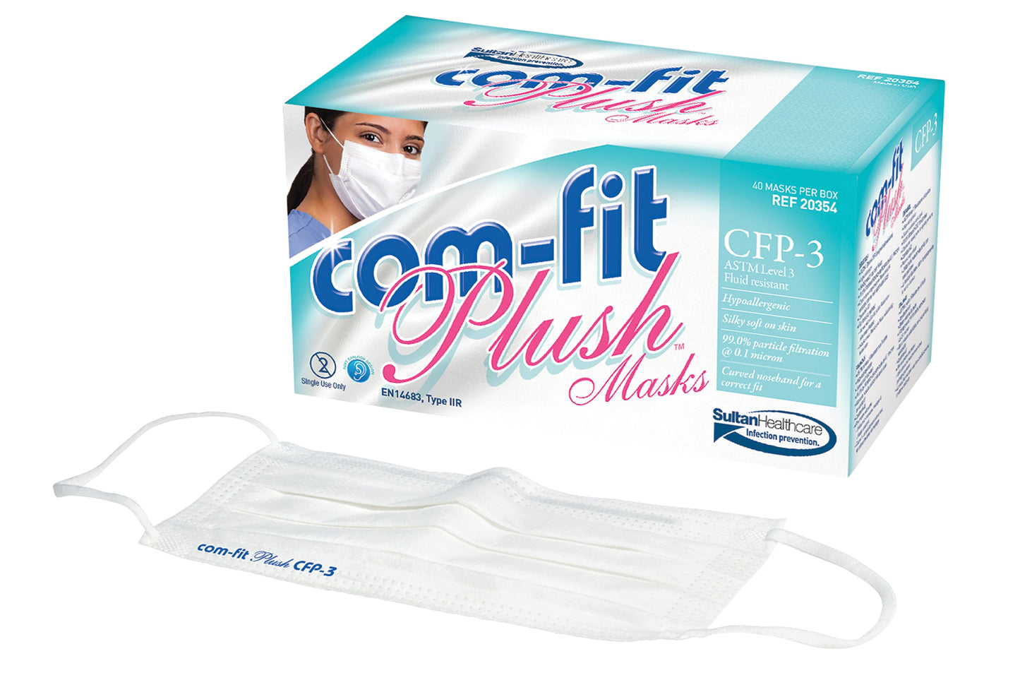 Face Mask, CFP-3, Ear Loop, ASTM Level 1 Fluid Resistance, 40/bx