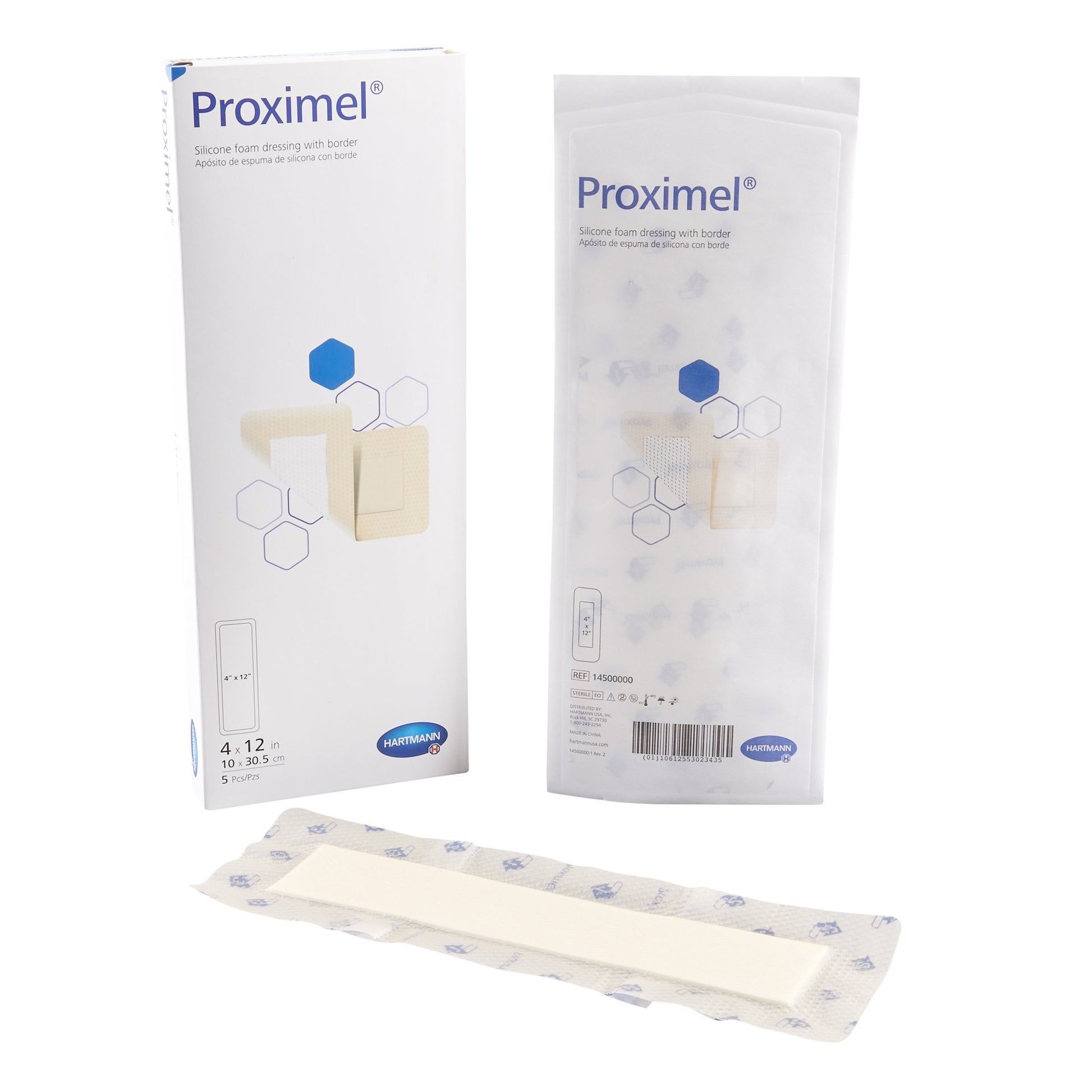 Foam Dressing with Border, 4" x 12", 5/bx, 6 bx/cs