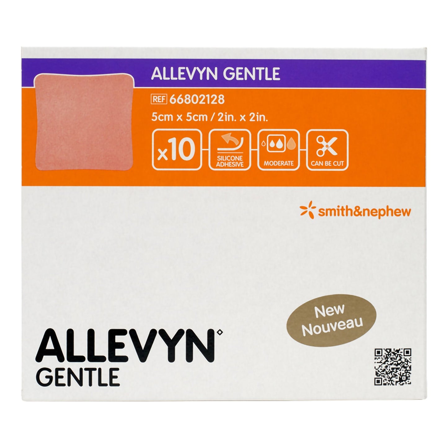 Allevyn Gentle Dressing, 2" x 2", 10/bx, 6 bx/cs (US Only)