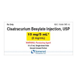 Cisatracurium Besylate Injection, USP, 2mg/ml, 5 ml, SDV, 10/ct (Must Be Refrigerated) (Rx) (US Only, Excluding IN and ND) (Product is Non-Returnable)
