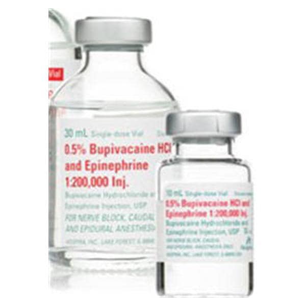 Bupivacaine Hydrochloride & Epinephrine Injection, USP, 1:200,000, 5 mg/ml, 30 ml Vial, Single Dose, Glass Teartop Vial, 25/bx (Rx) (Item is Non-Returnable) (We must have your Wholesale Drug License on File before shipping this product) (US Only, Excluding IN and ND)