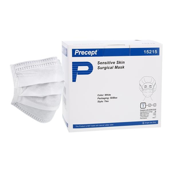 Mask, Surgical, Sensitive Skin, White, 300/cs