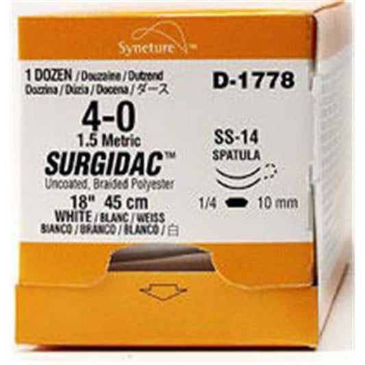 Suture, Premium Spatula, Size 4-0, White, 18", Needle SS-24, _ Circle, 1 dz/bx (Continental US Only)