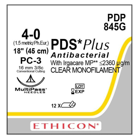 Suture, Precision Cosmetic Conventional Cutting Prime, Size 4-0, 18", Undyed Monofilament, Needle PC-3, 3/8 Circle, 1 dz/bx (Continental US Only)