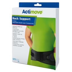Actimove Back Support, 4 Stays Double Layer Compression, Large, Black (Continental US Only)