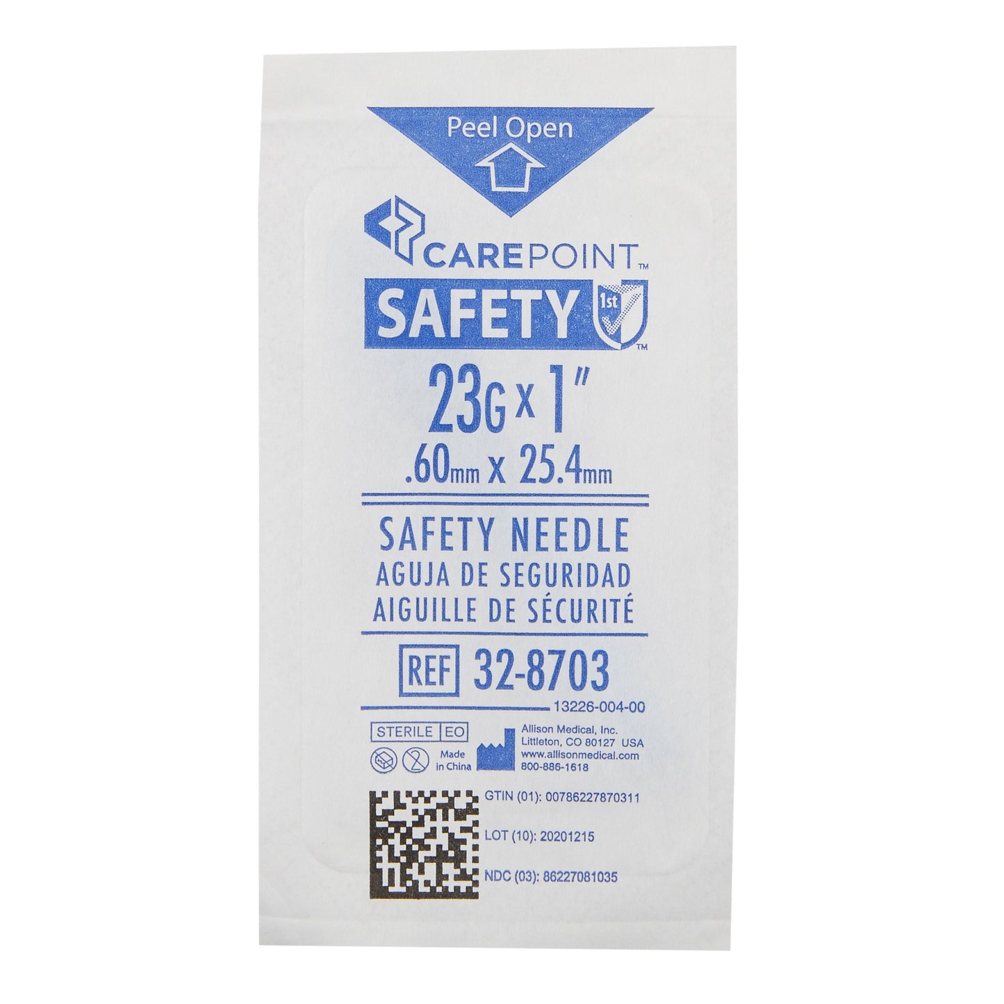 Safety Needle, 23Gx1", Blister, 50/bx, 16bx/cs