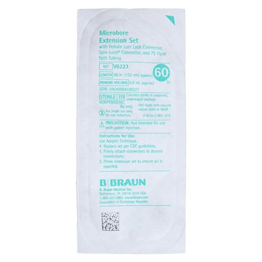 Extension Set, PVC-Free Fluid Path, 0.02" ID, Male & Female Luer Locks, Use for Higher Flow Rates & Vicous Fluids, 0.8mL Priming Volume, 60"L, Latex Free (LF), 50/cs (Rx) (Item is Non-Returnable) (Continental US+HI Only, Excluding IN and ND)