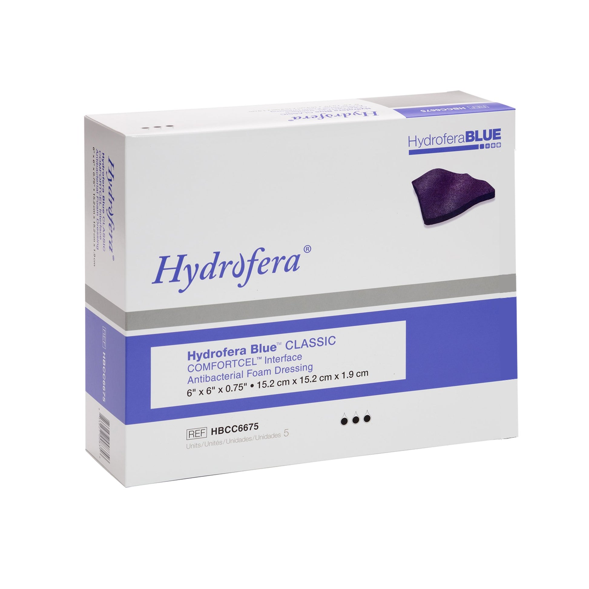 Hydrofera Blue, Comfortcel, 6" x 6.75", 5/bx