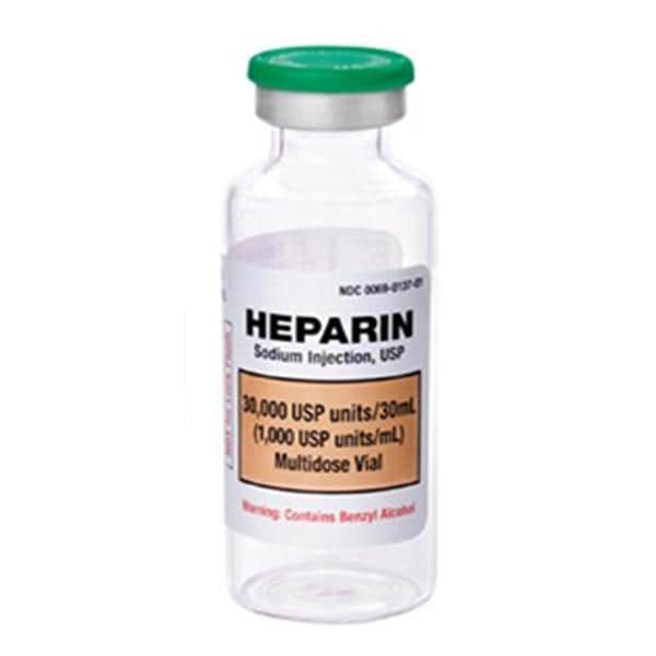 Heparin Sodium Injection, USP, 1000 USP, 30 ml Vial, Multidose, 10/bx  (Rx) (Item is Non-Returnable) (We must have your Wholesale Drug License on File before shipping this product) (US Only, Excluding IN and ND)