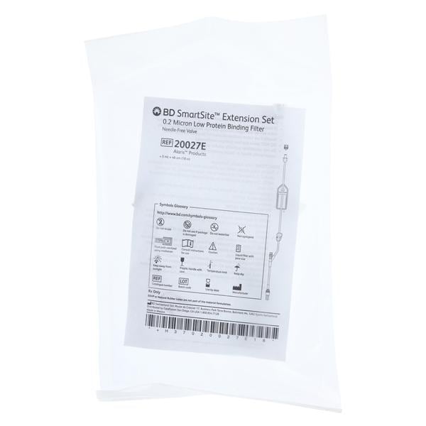 Extension Set, 0.2 Micron Filter (1.72 sq. in Low Protein Binding), Pinch Clamp, (1) SmartSite Needle-Free Valve 6" from Spin Male Luer Lock, Not Made with DEHP, 18", 5ml PV, Sterile, 100/cs (Continental US Only) (Drop Ship Requires Pre-Approval)
