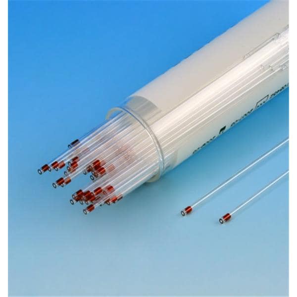 Mico-Hematocrit Capillary Tube, Borosilicate Glass, Sodium Heparinized, Red Tip, 100/vial, 10 vial/bx