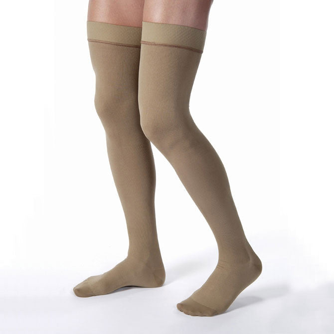 Compression Hose, Thigh High, 15-20 mmHG, Closed Toe, Khaki, X-Large (Continental US Only)