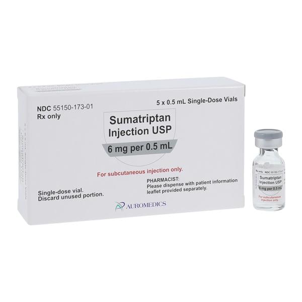 Sumatriptan Injection, Single Dose Vial, 6mg/mL, 5x0.5mL (Rx) (US Only, Excluding IN and ND) (Product is Non-Returnable)