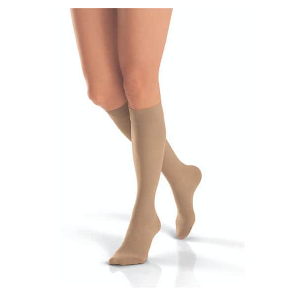 Compression Stocking, Knee High, 15-20 mmHG, Closed Toe, Petite, Natural, Medium (Continental US Only)