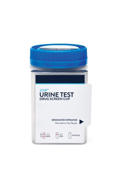 iCup Urine Drug Screen Test for K2, ETG500, Fentanyl20, Tramadol200, AMP1000, BUP10, BZO300, COC300, mAMP1000, MDMA500, MTD300, OPI300, OXY100, THC50, HRN 25/bx