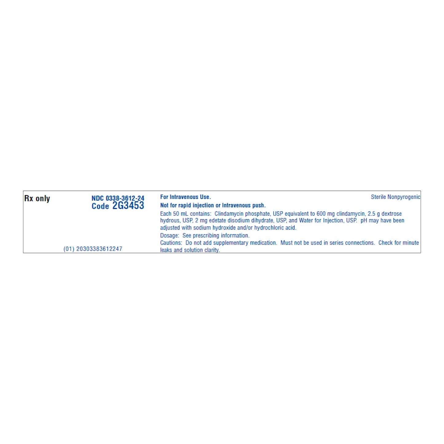Clindamycin, 5% Dextrose Injection, 600mg/ 50 ml, Galaxy Plastic Container, Liquid Premix, 24/cs (Rx) (Item is Non-Returnable) (Continental US Only, Excluding IN and ND) (Product Access Restricted. Check with your sales rep to verify eligibility) (Temporarily Unavailable for Sale)