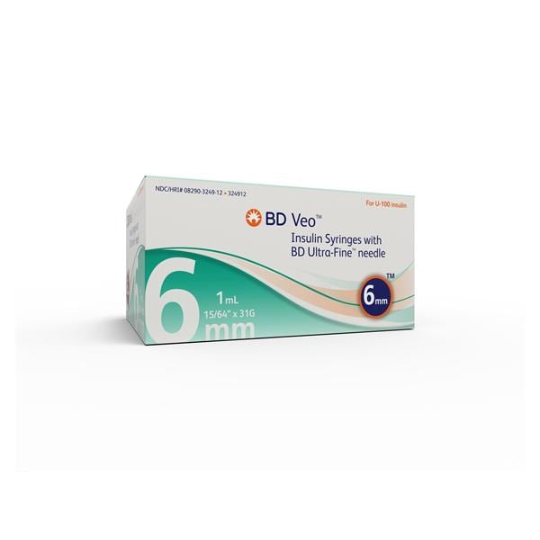 Insulin Syringe, 31G x 6mm, 1mL, 100/sp, 5 sp/cs (Continental US Only) (Drop Ship Requires Pre-Approval)
