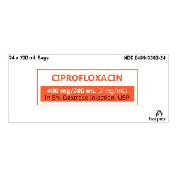 Ciprofloxacin in 5% Dextrose Injection, USP, 2 mg/ml, 200 ml Flexible Container, 24/cs (Rx) (Item is Non-Returnable) (We must have your Wholesale Drug License on File before shipping this product) (US Only, Excluding IN and ND)