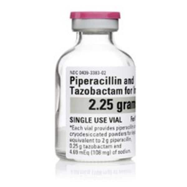 Piperacillin and Trazobactam for Injection, 2.25 g Vial, Single Dose, Glass Fliptop Vial, 10/bx (Rx) (Item is Non-Returnable) (We must have your Wholesale Drug License on File before shipping this product) (US Only, Excluding IN and ND)