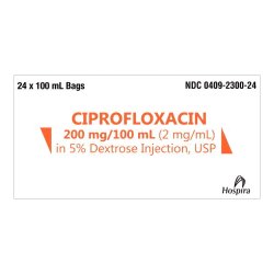 Ciprofloxacin in 5% Dextrose Injection, USP, 2 mg/ml, 100 ml Single-Dose Flexible Container, 24/cs (Rx) (Item is Non-Returnable) (We must have your Wholesale Drug License on File before shipping this product) (US Only, Excluding IN and ND)