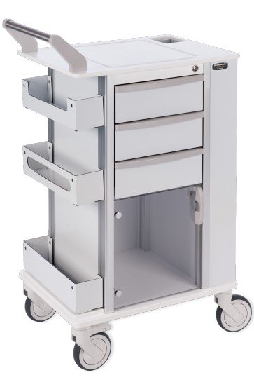 Deluxe Rolling Storage Cart, w/ 5" Casters, Lightweight, Large Work Surface w/ Integrated Lip, 5" Locking Casters, White Powder-Coated Aluminum Composite Material (ACM), High Density Polyethylene (HDPE), Clear Polycarbonate, Stainless Steel (Made in the USA)