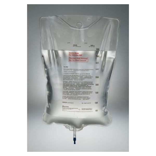 Sterile Water for Injection, USP, 5000 ml, Viaflex Plastic Container, for Drug Diluent Use Only, 2/cs (Rx) (Continental US Only) (Product Access Restricted. Check with your sales rep to verify eligibility)&nbsp;&nbsp;<Strong style="color:red">Max weekly quantity allowed: 10</Strong>