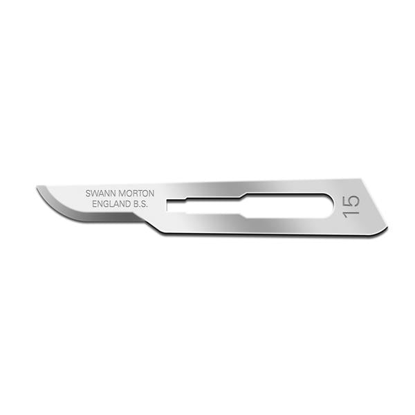 Blade, Swann Morton, Stainless Steel, Size 15, Sterile, 100/bx (DROP SHIP ONLY)