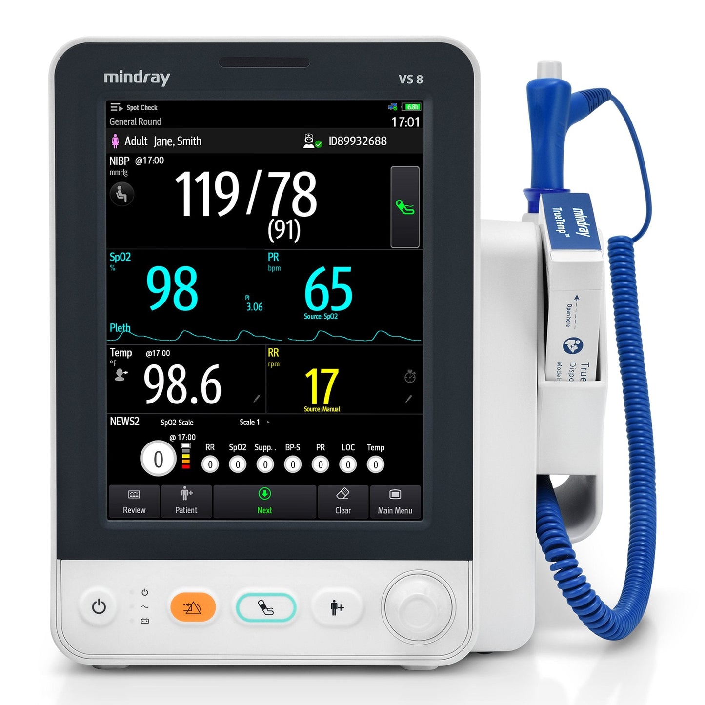 VS9 Vital Signs Monitor, non-invasive blood pressure and pulse rate, Nellcor OxiMax SpO2, TrueTemp, Mindray Integrated CO2, 2.4/5GHz wireless  (Continental US Only) (DROP SHIP ONLY) (Pricing Subject to Change without Notice)