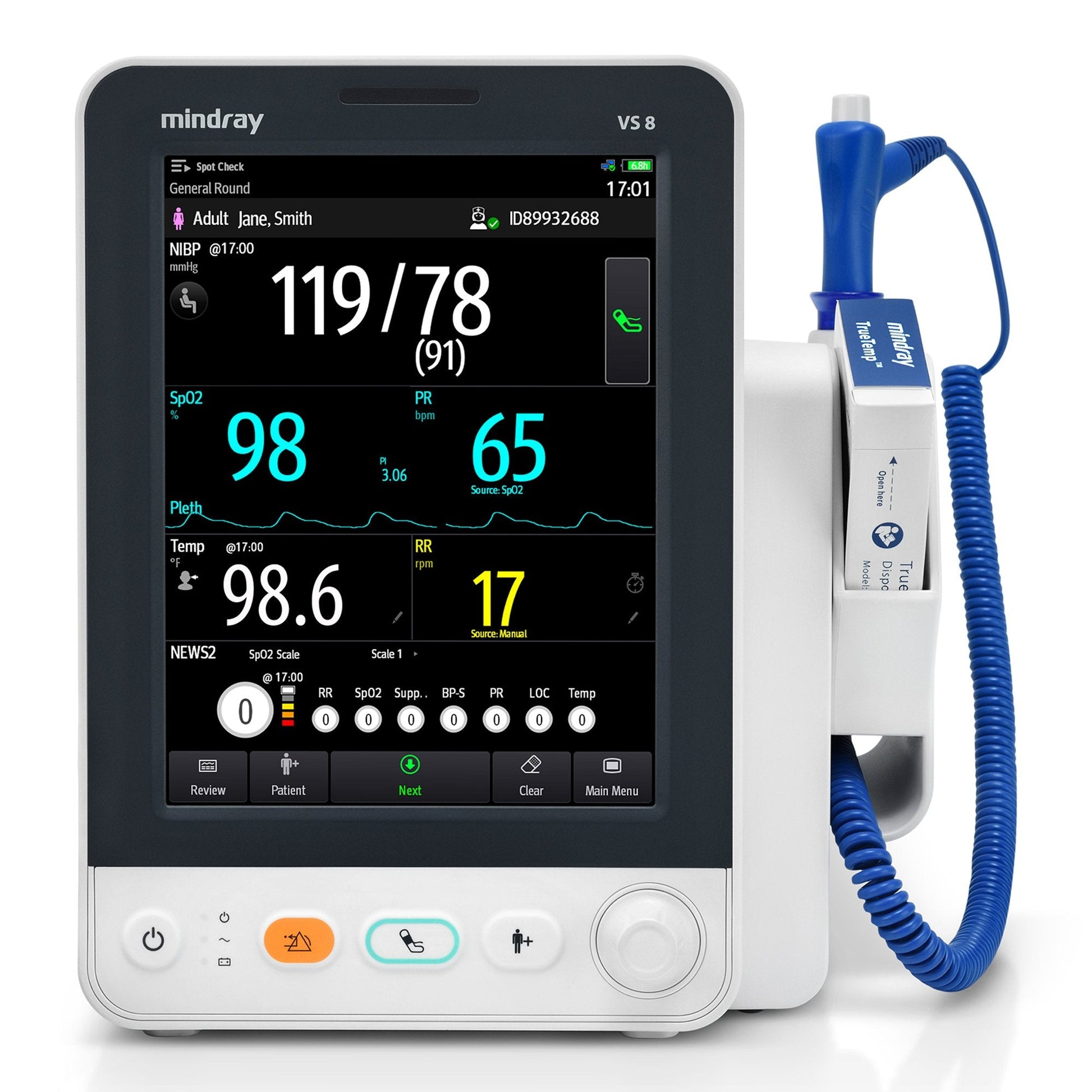 VS9 Vital Signs Monitor, non-invasive blood pressure and pulse rate, Nellcor OxiMax SpO2, TrueTemp, Mindray Integrated CO2, 2.4/5GHz wireless  (Continental US Only) (DROP SHIP ONLY) (Pricing Subject to Change without Notice)