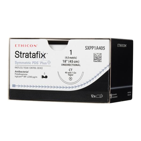 STRATAFIX Symmetric PDS Plus Suture, 1-0, 18", Violet, CT, 40 mm, 12/bx (Continental US Only)