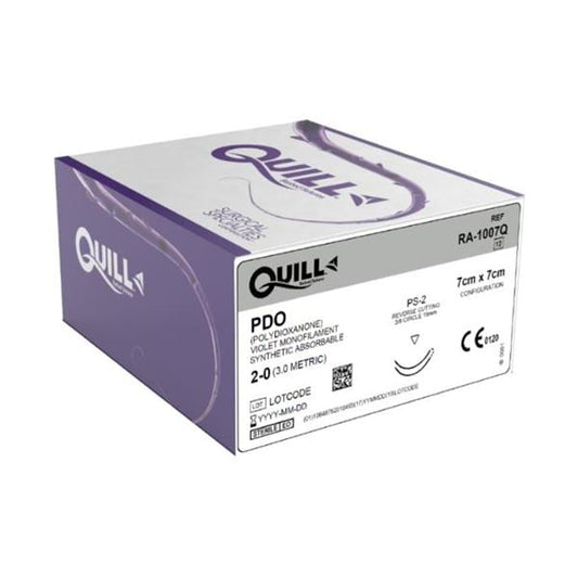 PDO Suture, Diamond Point, Size 2-0, 7cm x 7cm, 18mm, 3/8 Circle, 12/bx