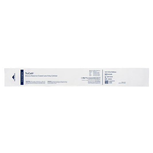 Catheter, TruCath, Silicone-Elastomer Coated Latex, Foley, 2-Way, 30ml Balloon, 16fr, 12ea/cs
