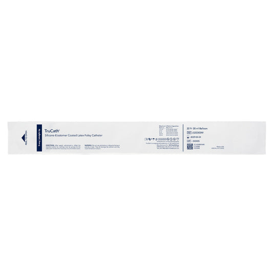 Catheter, TruCath, Silicone-Elastomer Coated Latex, Foley, 3-Way, 30ml Balloon, 22fr, 12ea/cs