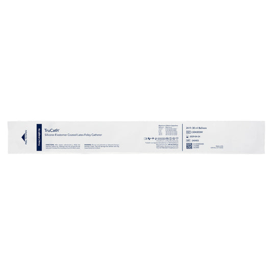 Catheter, TruCath, Silicone-Elastomer Coated Latex, Foley, 3-Way, 30ml Balloon, 24fr, 12ea/cs