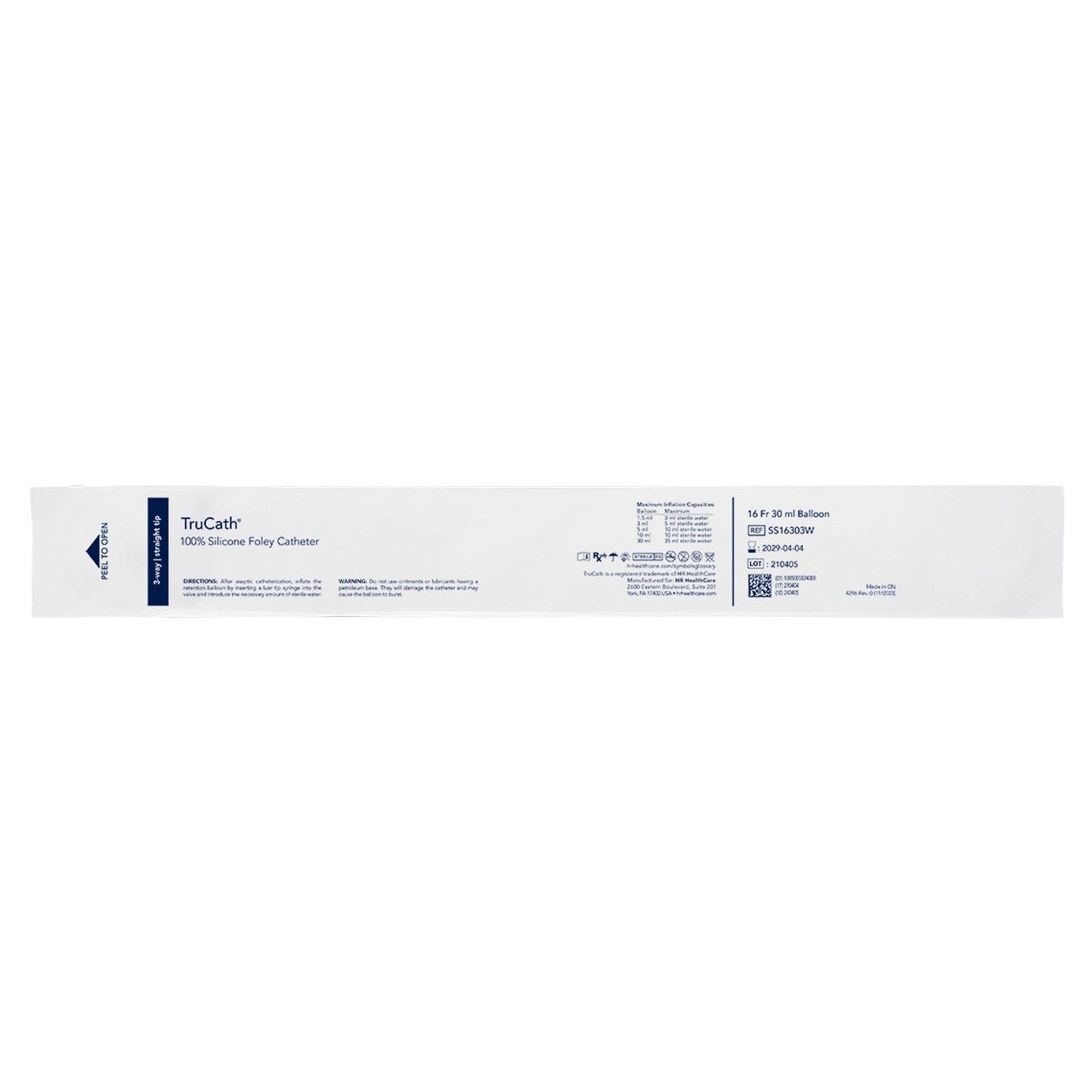 Catheter, TruCath, 100% Silicone Foley Catheter, 3-Way, 30ml Balloon, 16fr, 12ea/cs