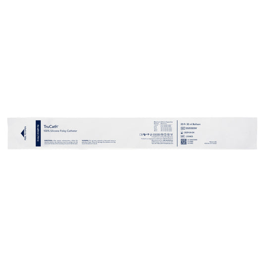 Catheter, TruCath, 100% Silicone Foley Catheter, 3-Way, 30ml Balloon, 20fr, 12ea/cs