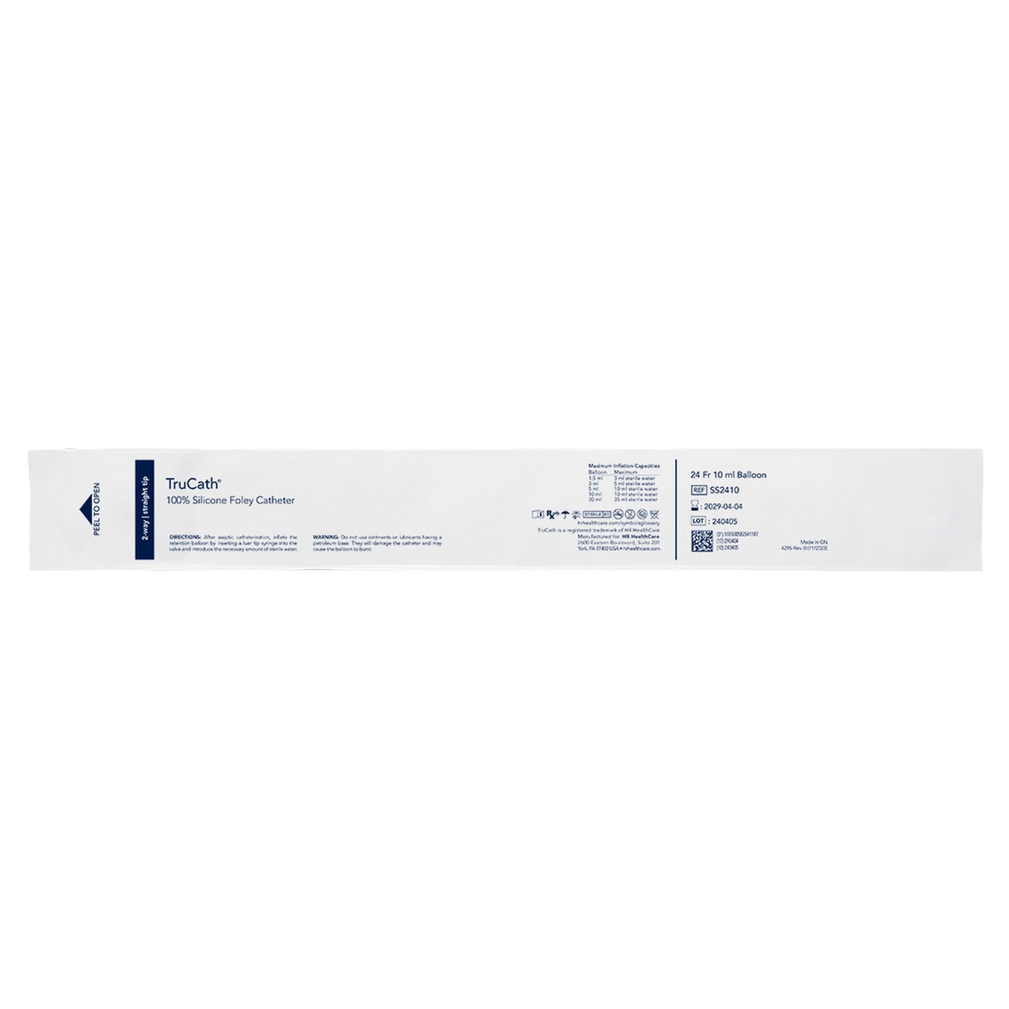 Catheter, TruCath, 100% Silicone Foley Catheter, 2-Way, 10ml Balloon, 24fr, 12ea/cs